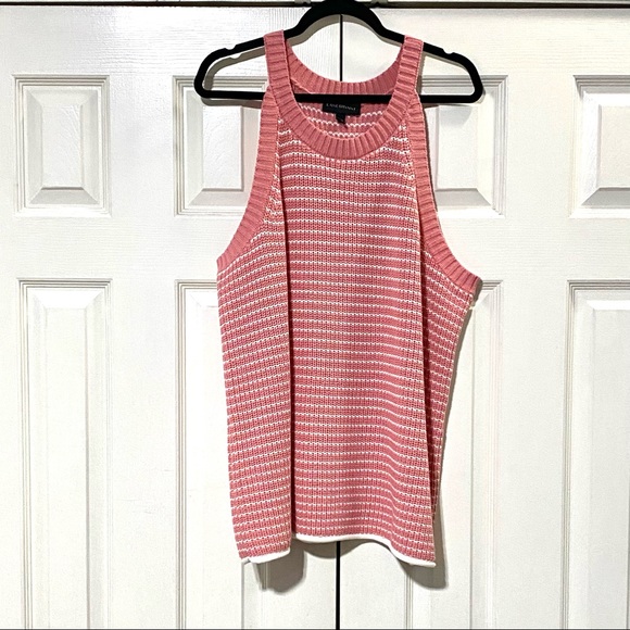 BOGO Lane Bryant Pink/Coral Sweater w/ White Stripes Sleeveless Top size 18/20 - Picture 1 of 3